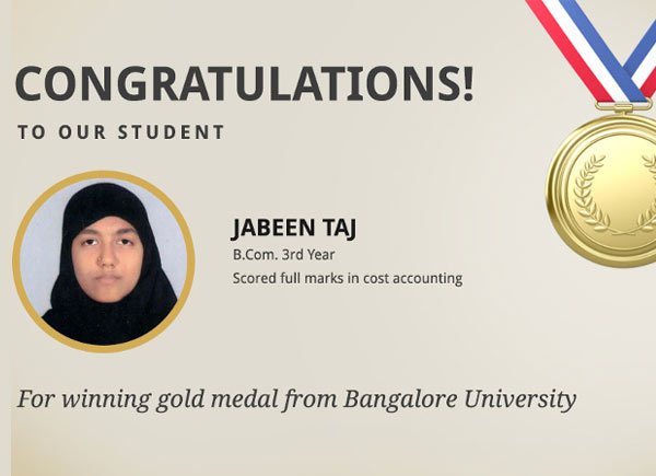 Ms. Jabeen Taj entitled for Gold Medal